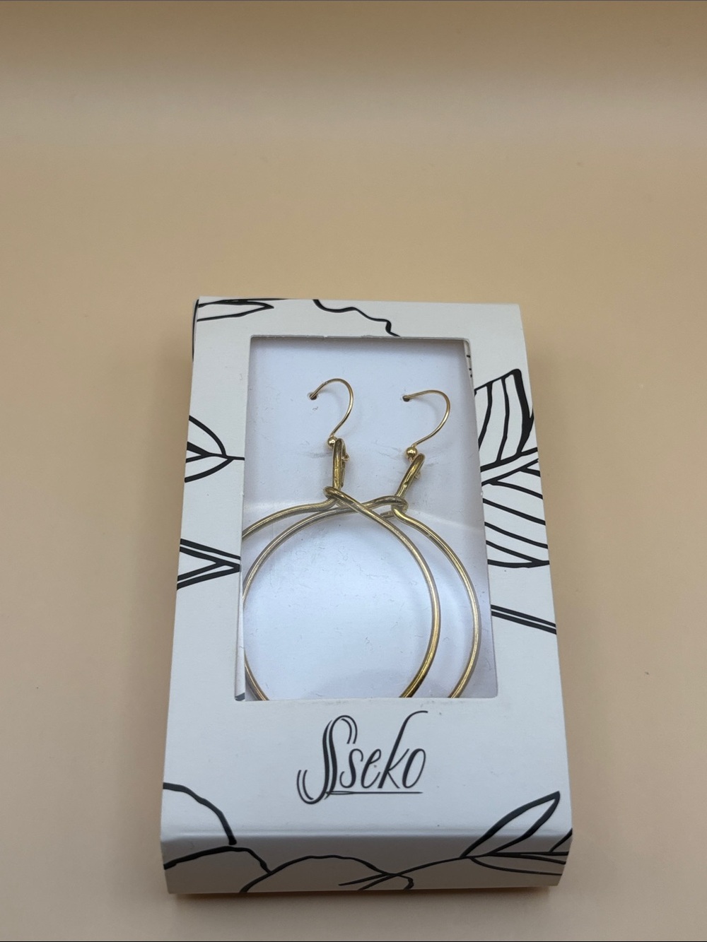 Sseko Gold Tone Hoop Earrings Large Circular Dangle Drop‎ Statement Earrings